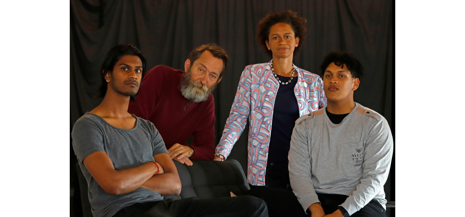 Tailyn Ramsamy, Lionel Newton, Mojisola Adebayo and Braeden Buys in Hold Still. Photo by Mark Wessels.