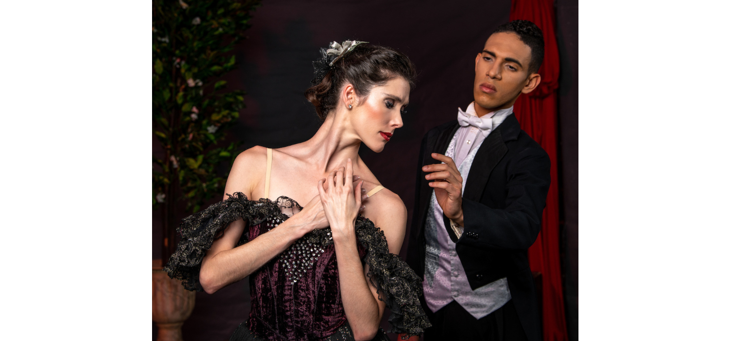 Nicole Ferreira-Dill as Camille and Armando Barros as Armand - LA TRAVIATA - THE BALLET - Joburg Ballet 2022. Lauge Sorensen.