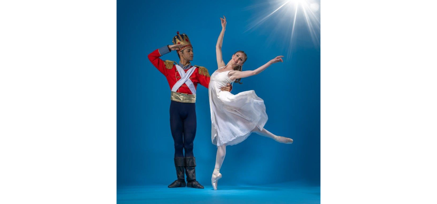 Alice le Roux as Clara and Bruno Miranda as the Nutcracker - THE NUTCRACKER - Joburg Ballet 2023. Photo: Lauge Sorensen.